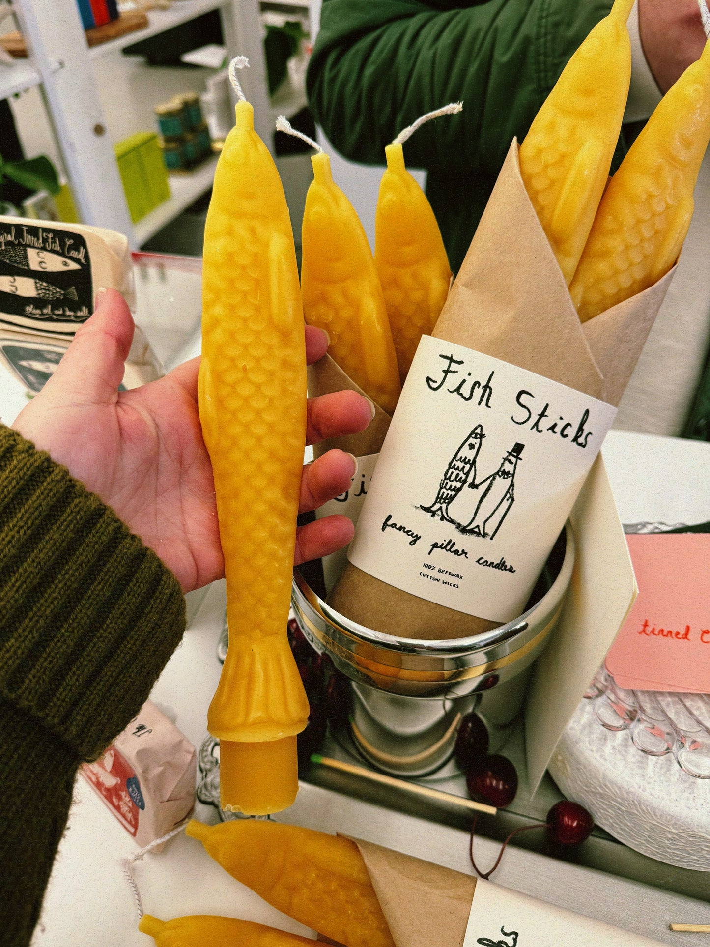 FISH STICKS - Fish Shaped, Beeswax, Taper Candles