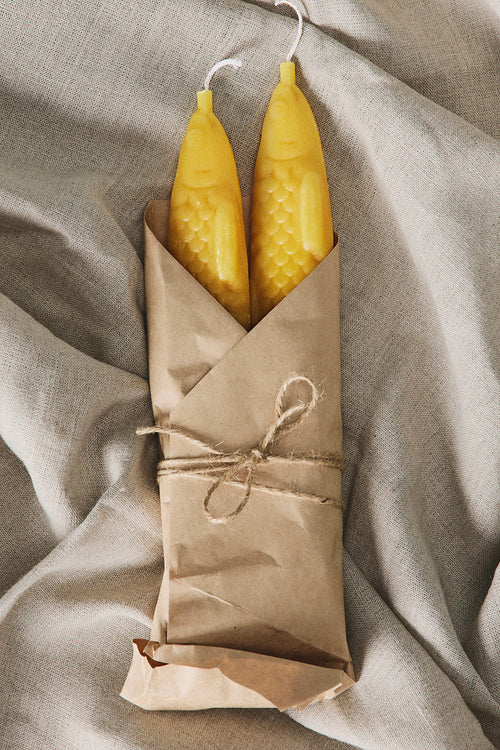 FISH STICKS - Fish Shaped, Beeswax, Taper Candles