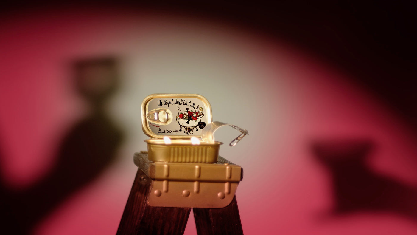 Tinned Fish Candle - Smoked Rose Water (Roses and Campfire Scented)